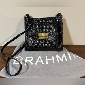 *GENTLY USED* Brahmin Mimosa Black With Gold Trim Crossbody W/ Built In Wallet
